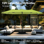 PHI VILLA 15ft Large Outdoor Patio Umbrella - Image 7
