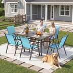Outdoor Patio Chairs Set of 8 Stackable Dining Chairs All-Weather Textilene - Image 3