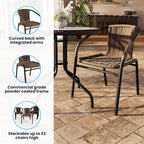 Flash Furniture Lila Medium Brown Rattan Indoor-Outdoor Restaurant Stack Chair - Image 4