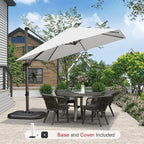 PURPLE LEAF Umbrella wiht Base & Cover 9' x 9' Height Control White | Large - Image 2
