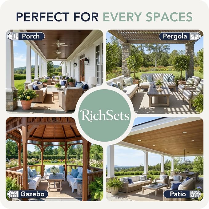 Gazebo Curtains Outdoor Waterproof 6 Panels, Patio Sun Shade | Weatherproof - Image 8