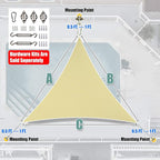 Amgo 12' x 12' x 12' Beige Triangle Sun Shade Sail Outdoor Canopy Awning UPF50+ - Image 6