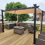 PURPLE LEAF Pergola 10' x 12' Aluminum Retractable Canopy Sun Shade, UV fabric by PURPLELEAF