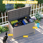Deck Box - 280 Gallon Large Outdoor Storage box, Waterproof Patio Furniture and - Image 3