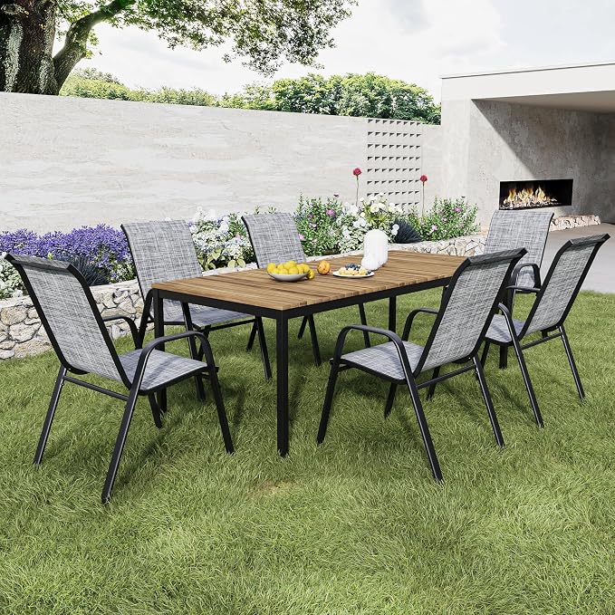 Patio Dining Chairs Set of 6, Outdoor Stackable Dining Chairs - Image 2