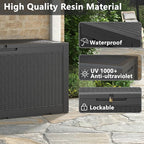120 Gallon Waterproof Large Resin Deck Box, Lockable Large Outdoor Storage - Image 3