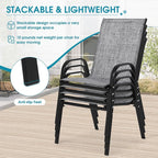 Outdoor Stackable Chairs Set of 4, Textilene Fabric, - Image 5