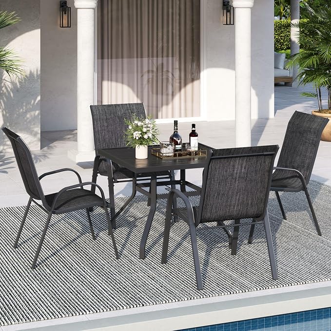 Patio Dining Chairs Set of 4, Outdoor High Stacking Chairs - Image 2