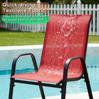 Outdoor Patio Chairs Set of 4 Stackable Dining Chairs All-Weather Textilene - Image 4