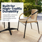 EMMA + OLIVER Beige PE Rattan Stackable Patio Dining Chair, Indoor/Outdoor Use - Image 6