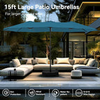 PHI VILLA 15ft Large Outdoor Patio Umbrella - Image 7