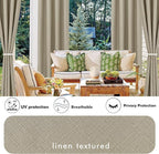 Linen Outdoor Curtains for Patio Waterproof 4 Pcs 110x95 In Taupe | Light - Image 3