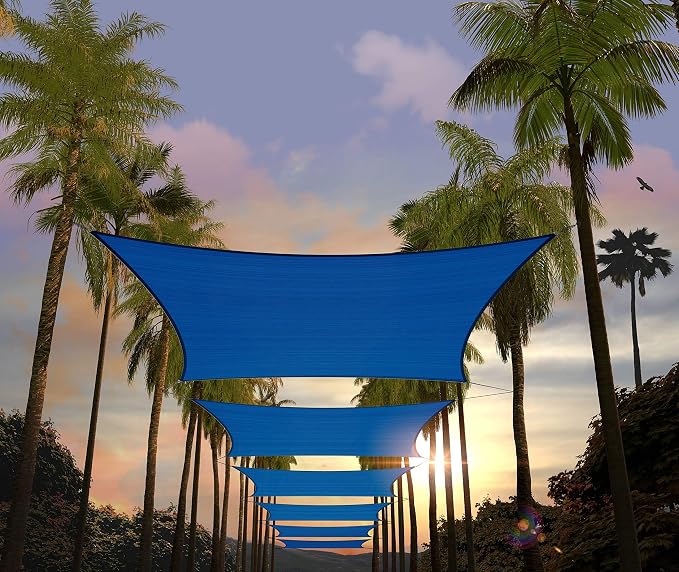 Amgo Custom Size 7' x 10' Blue Rectangle Square Sun Shade Sail UPF50+ AGTAPR0810 by Amgo
