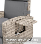 Outdoor Recliner Chair with Flip-Up Side Table & Linked Reclining Mechanism – - Image 4