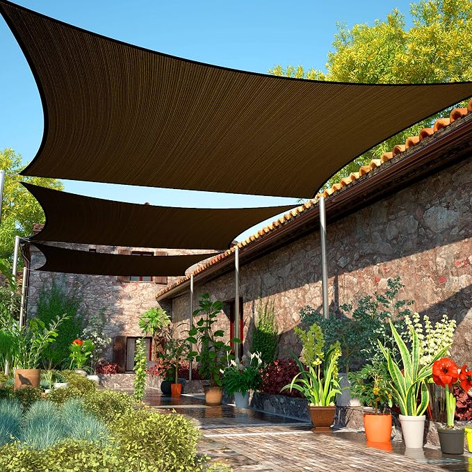 6' x 10' Brown Sun Shade Sail Rectangle SMSLR Canopy Fabric Cloth Screen by ShadeMart