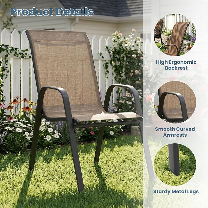 DIFY Patio Chairs Set of 4, Stackable Outdoor Dining Chairs Set - Image 5
