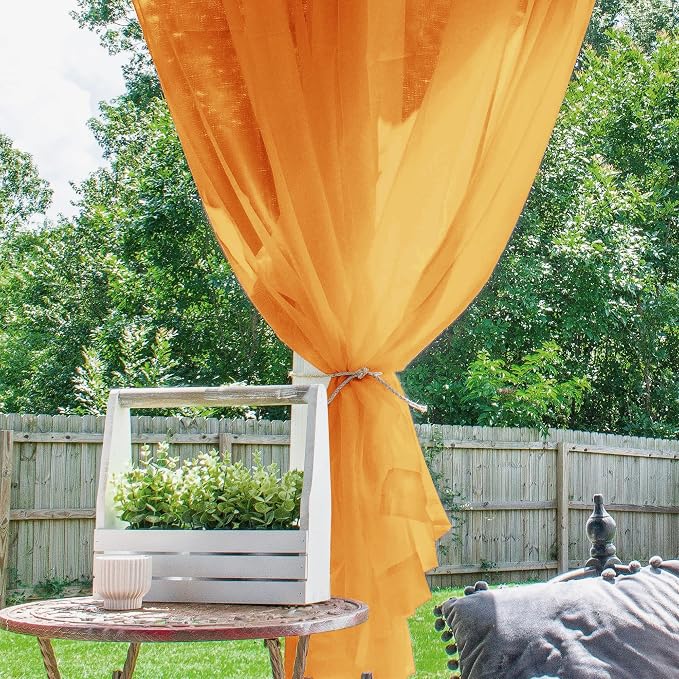 Outdoor Sheer Curtains for Patio Waterproof, 2 Panels Rod Pocket Indoor/Outdoor - Image 4