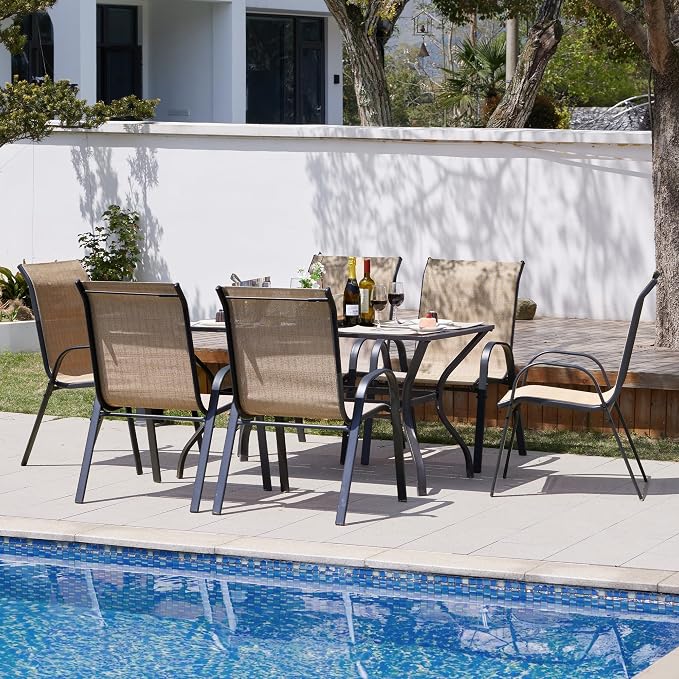 Amopatio Patio Chairs Set of 6, Outdoor Stackable Dining Chairs - Image 9