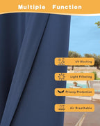 HolidayIdeas Outdoor Curtains for Patio Waterproof 4 Pcs 54x120 Inch Navy | - Image 3