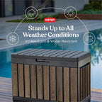 Keter Premium Everwood 50 Gal Outdoor Storage Box and Patio Side Table | Walnut - Image 3