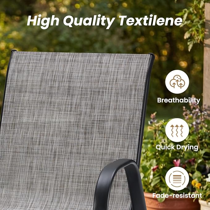 Stackable Outdoor Dining Chairs Set of 2, Textilene Patio Chairs - Image 5