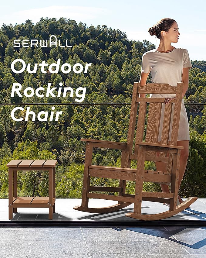SERWALL HDPE Oversized Outdoor Rocking Chairs Set of 6, Patio Rocker, All - Image 7