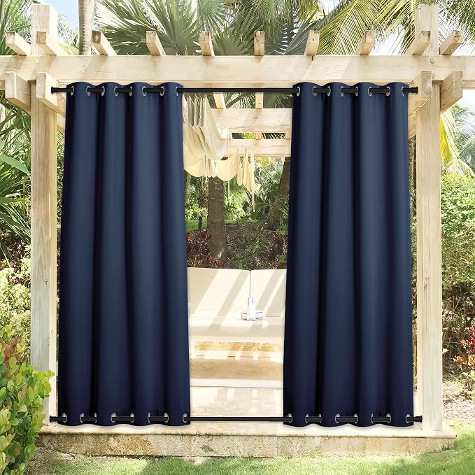 NICETOWN Gazebo Curtains Outdoor Waterproof & Windproof 95 inch Length 2 Panels by NICETOWN