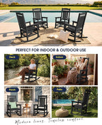 Oversized Outdoor Rocking Chairs Set of 4, HDPE Porch Rocker - Image 8