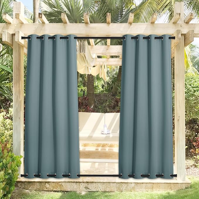NICETOWN Outdoor Curtains for Patio Waterproof & Windproof 2 Panels, Thermal by NICETOWN
