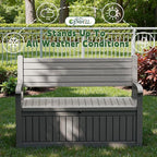 80 Gallon Outdoor Storage Bench, Waterproof Resin Deck Box - Image 2
