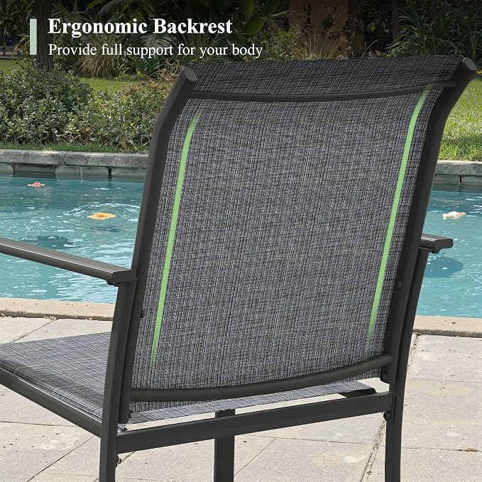 Outdoor Chairs Set of 8, Stackable Patio Dining Chairs - Image 6
