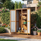 Devoko Metal & Wood Weatherproof Garden Storage Tall Shed - Image 6