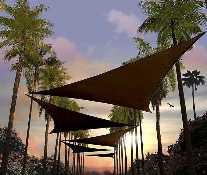 Amgo Custom Size 25' x 25' x 25' Brown Triangle Sun Shade Sail UPF50+ AGTAPT12 by Amgo