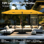 PHI VILLA 15ft Large Outdoor Patio Umbrella - Image 8