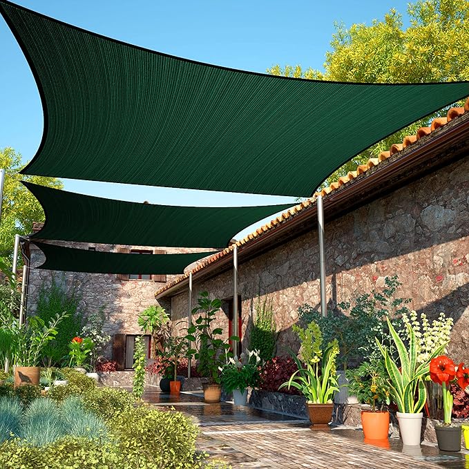 17' x 18' Green Sun Shade Sail UPF50 Rectangle smTAPR0816 Canopy Fabric Cloth by ShadeMart