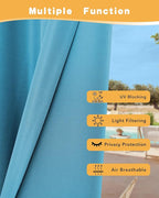 HolidayIdeas Outdoor Curtains for Patio Waterproof 4 Pcs 54x84 Inch Teal | - Image 3
