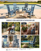 Oversized Outdoor Rocking Chairs Set of 2, Porch Rocker Unique Blue | - Image 7