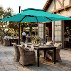 12×12 FT Double-Top Cantilever Patio Umbrella, Turquoise | Square Offset - Image 8
