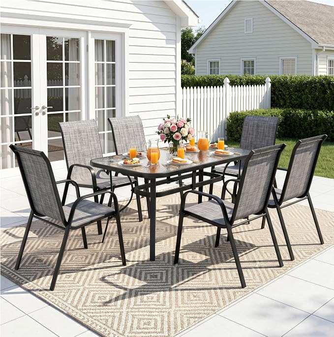 MAMIZO Patio Dining Chairs, Stackable Textilene Chair Set of 8, - Image 8