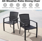 Outdoor Stackable Chairs Set of 2, All-Weather Patio Dining Chairs | Aluminum - Image 3