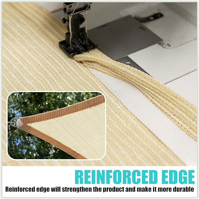 Amgo 10' x 10' x 14' White Right Triangle Sun Shade Sail Outdoor Canopy Awning - Image 5