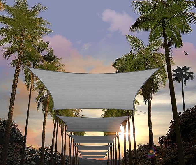 Amgo Custom Size 15' x 23' Grey Rectangle Square Sun Shade Sail UPF50+ by Amgo