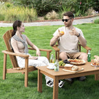 Compact Stackable Adirondack Chairs Set of 4, Teak | 26.3" Wide HDPE, - Image 2