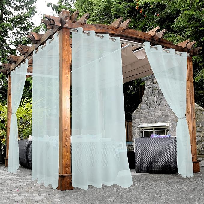 BONZER Sheer Outdoor Curtains for Patio Waterproof 2 Panels | Grommet Light by Bonzer