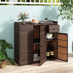 Tangkula Rattan Outdoor Storage Cabinet, Patiojoy Outdoor Cabinet - Image 2