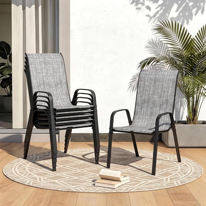 MAMIZO Patio Dining Chairs, Stackable Textilene Chair Set of 4, by MAMIZO