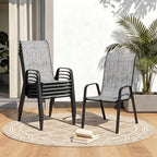 MAMIZO Patio Dining Chairs, Stackable Textilene Chair Set of 4, by MAMIZO