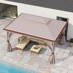 10'x13' Outdoor Gazebo, Metal Frame Heavy Duty Patio Canopy Tent Shelter - Image 4