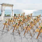 VINGLI Bamboo Folding Chair, Foldable Dining Wood Chairs Comfortable Seat - Image 7