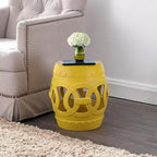 JONATHAN Y Lucky Coins 16" Ceramic Garden Stool Side Table, Matte Yellow | - Image 2